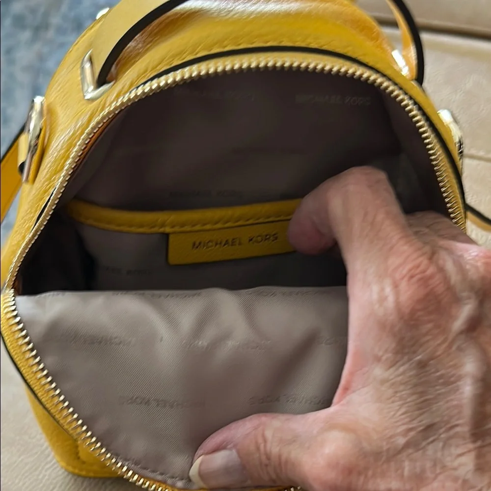 Michael Kors Mustard Mini Bag backpack all leather 7 1/2 x 6 like new